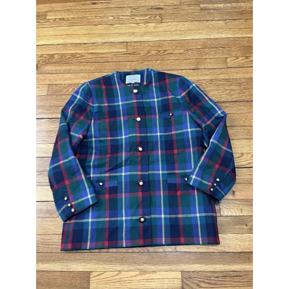 AVOCA COLLECTION Tartan Plaid 100% Irish Wool Jacket Coat Size M Wicklow Ireland